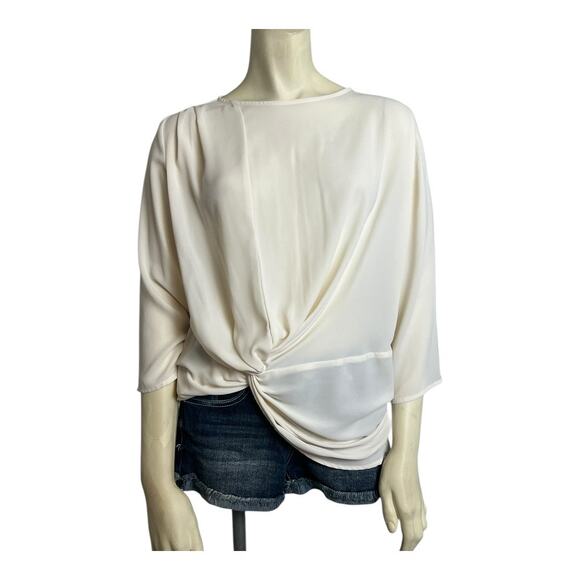 Zara Basic Ivory Draped Blouse Shirt Top S Small Career Casual - Picture 1 of 5